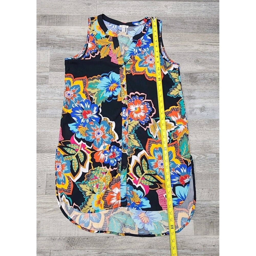 SPENSE Women's Sleeveless Shirt Duster Black Paisley Floral Midi Boho Sizes M - Picture 4 of 5